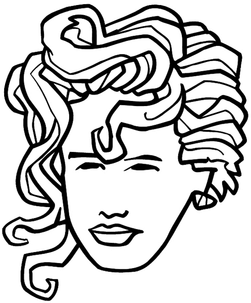 Lady with stylish hair vinyl decal. Customize on line. Hairdressers 047-0127